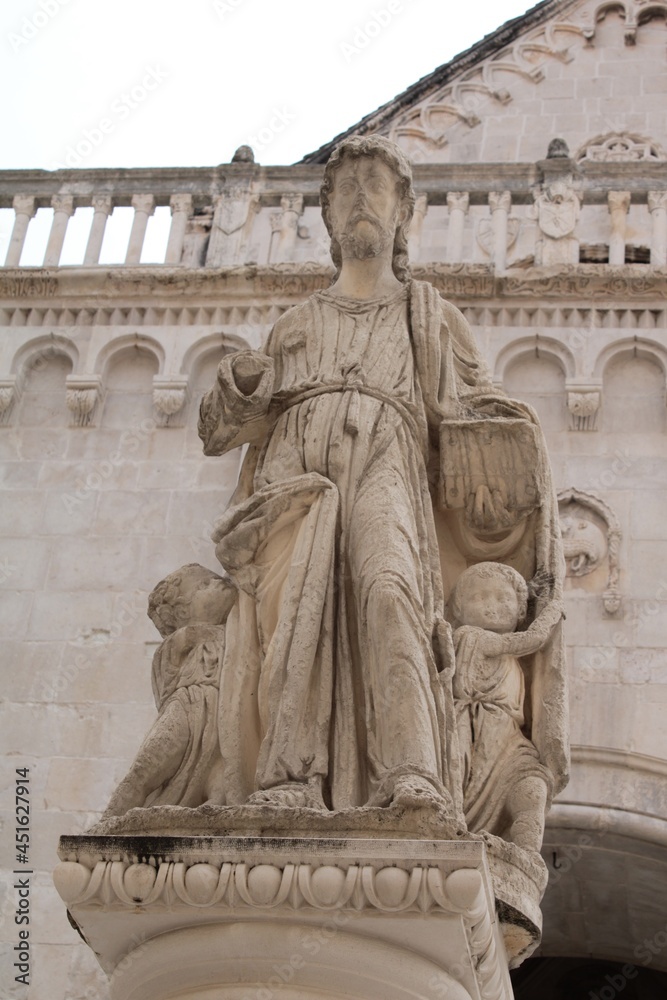 St Lawrence Statue in front of St Lawrence Cathedral, Trogir