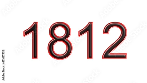 red 1812 number 3d effect white background