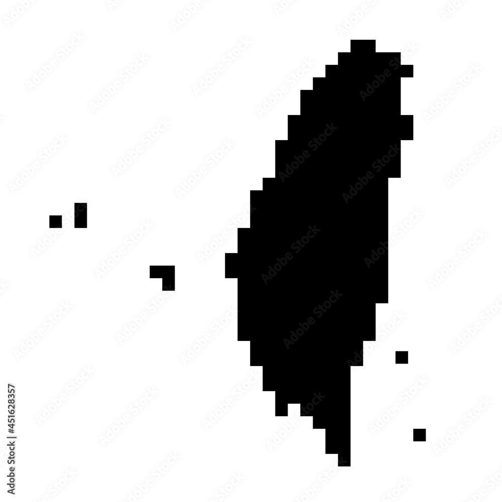 Fototapeta premium Taiwan map silhouette from black square pixels. Vector illustration.