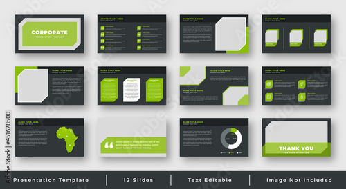 Pitch decks or minimalist dark presentations slide for business plans and investments