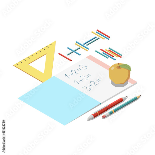 Math Education Isometric Composition