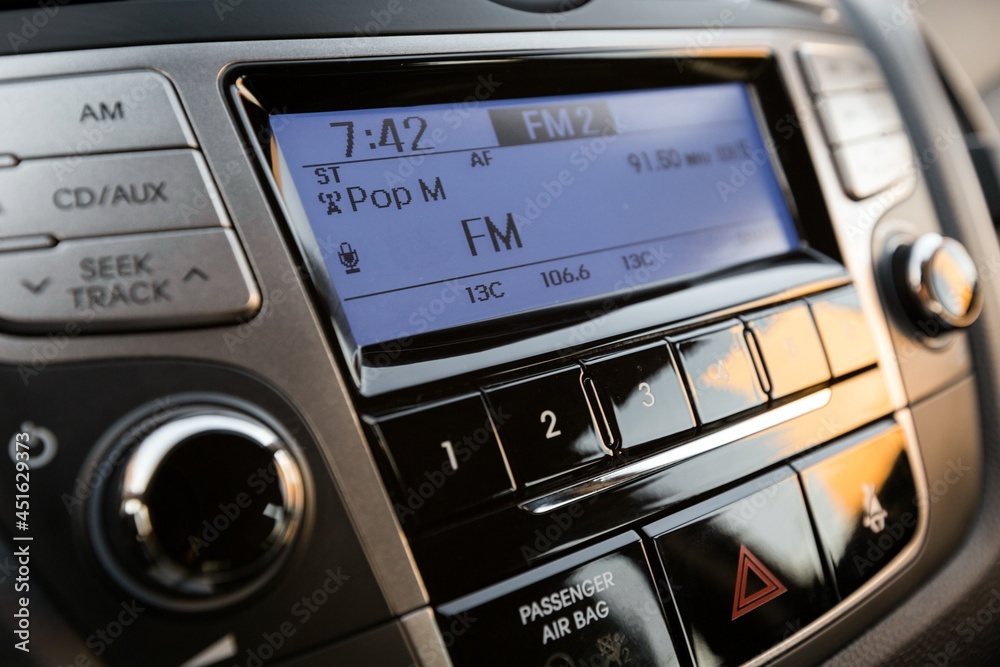 Closeup of Modern Car Audio System Closeup of Modern Car Audio System