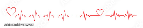Heartbeat line heart cardio vector icon