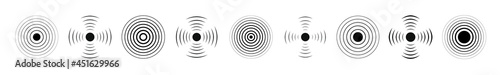 Sonar sound waves icon set. Vector.