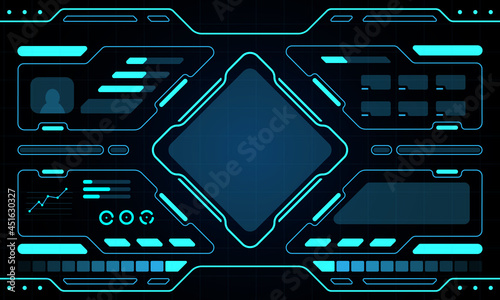 Blue control panel abstract Technology Interface HUD on black background vector design.
