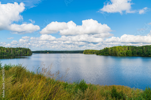 Fototapeta Naklejka Na Ścianę i Meble -  Landscape with Lake Roshchinsky from the Alexander-Svirsky Monastery.