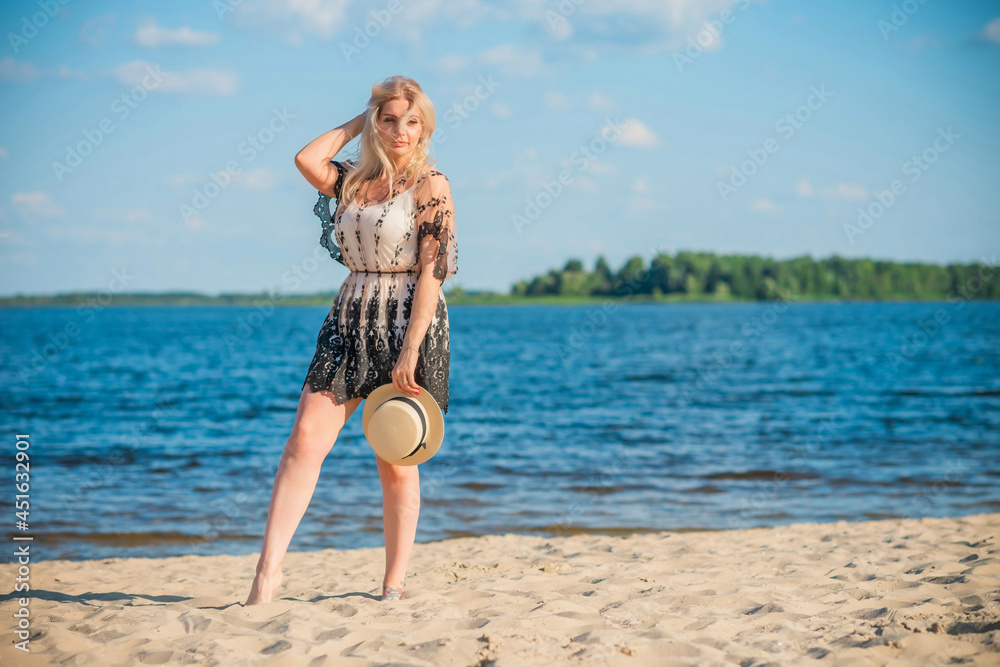 Plus size American sweet woman at nature, enjoy the life, walk at beach. Life of people xl size, happy nice natural beauty woman Plus size American sweet woman at nature, enjoy the life, walk at beach. Life of people xl size, happy nice natural beauty woman