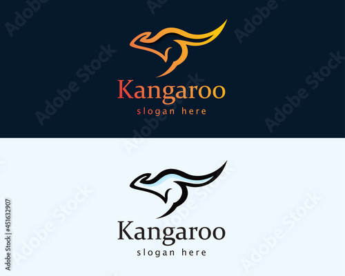 kangaroo logo creative run line minimalist design vector animal emblem brand