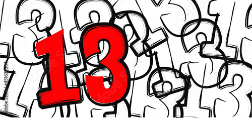 Friday 13 icon. Thirteen lucky number or unlucky number, friday 13th sign. Happy halloween day, october. Angry day. Flat vector pictogram.