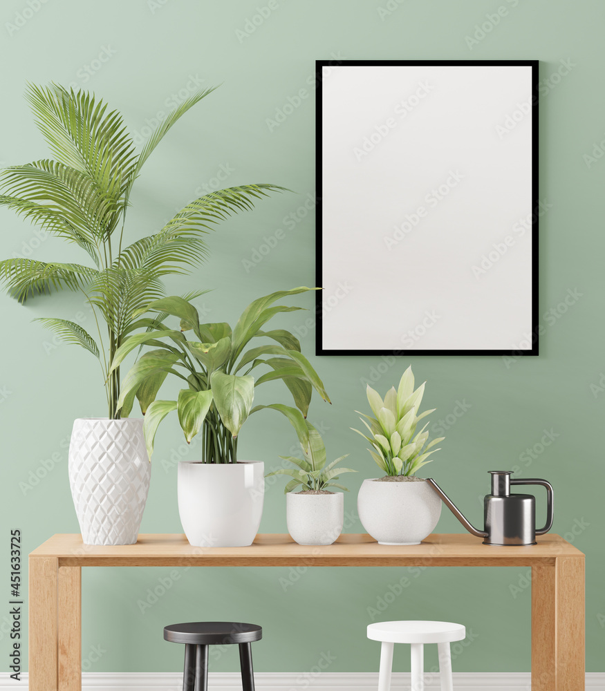 3D Mockup photo frame in Modern interior of living room 3D Mockup photo frame in Modern interior of living room