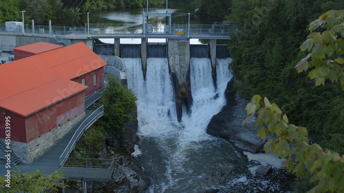 hydroelectricity turbine energy generator power plant waterfalls hydroelectric dam in Sherbrooke Quebec Canada