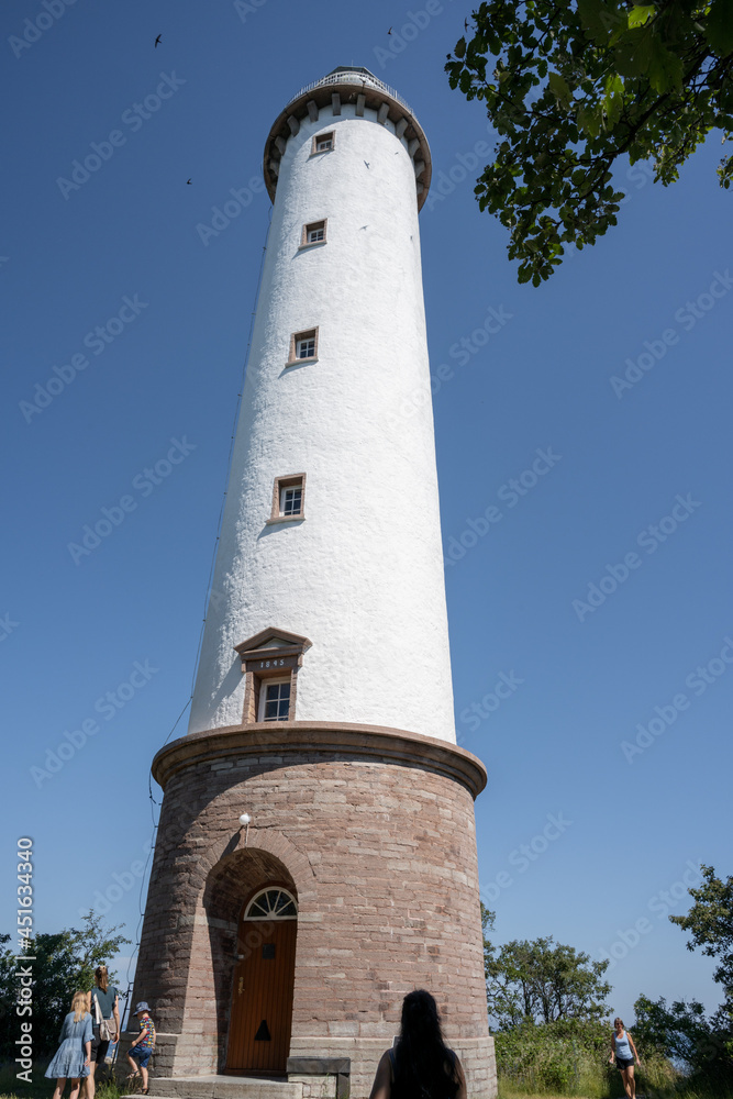 The lighthouse Tall Erik at the northern tip of the Baltic Island of Oland. Blue sky in the background