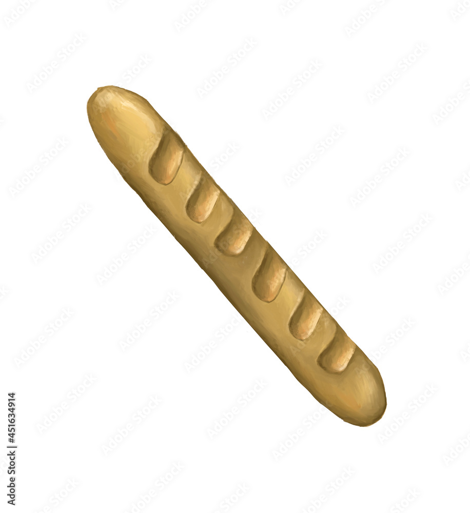 Bread baguette icon symbol on white background by hand Bread baguette icon symbol on white background by hand