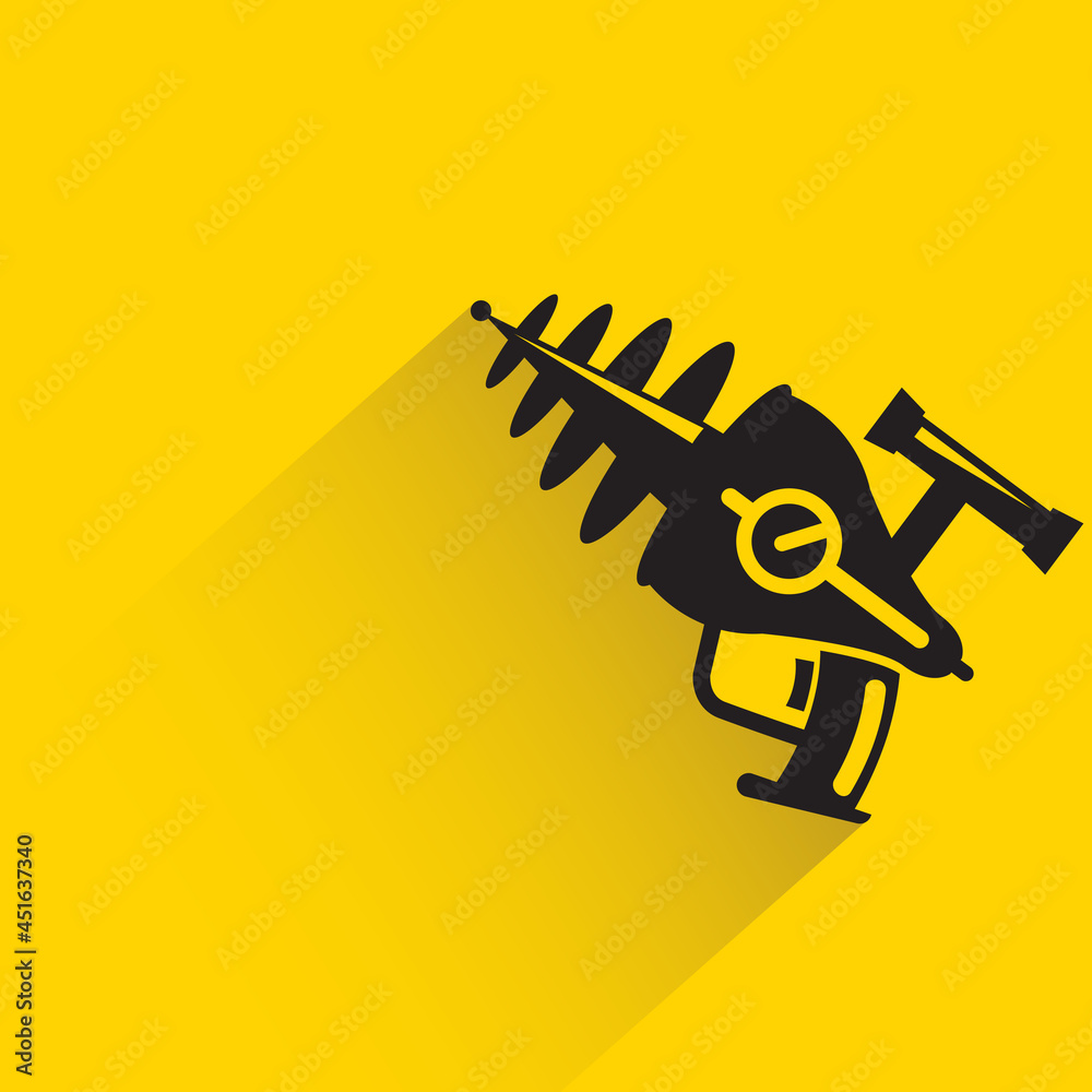 space blaster gun or fantastic raygun icon on yellow background