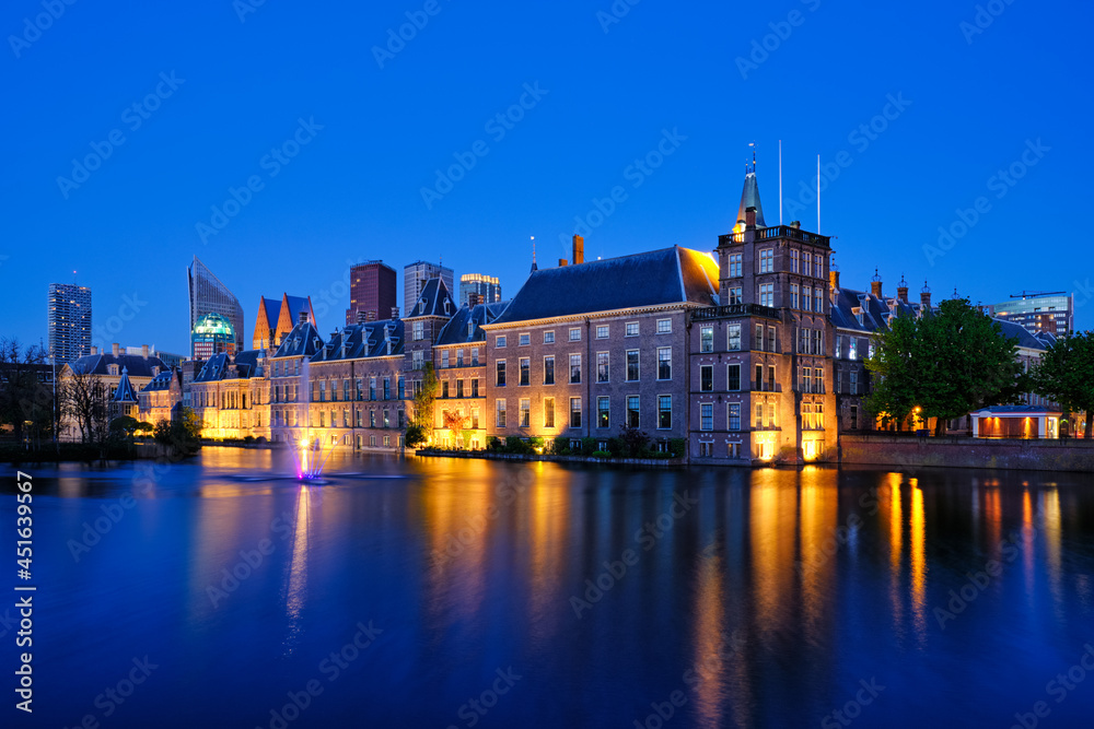 Hofvijver lake and Binnenhof , The Hague