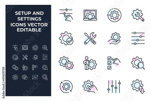 set of Setup and Settings elements symbol template for graphic and web design collection logo vector illustration © ABDUL