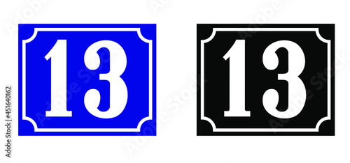 Friday 13 icon. Thirteen lucky number or unlucky number, friday 13th sign. Happy halloween day, october. Angry day. Flat vector pictogram.