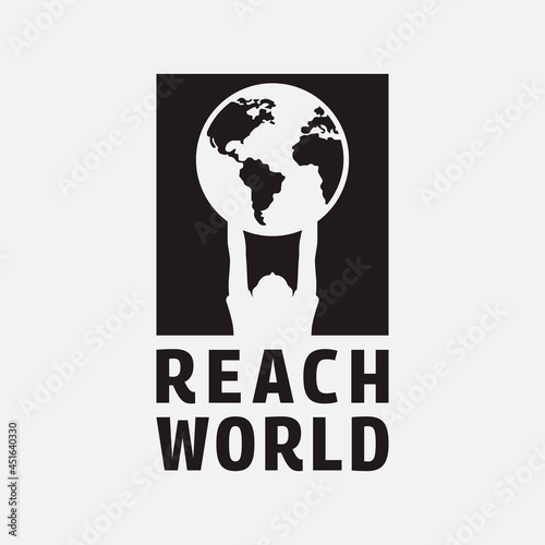 Boy Kid Reaching the World Logo Design Template. Suitable for General Studios Foundation Fashion Apparel Company Brand Business Logo Design