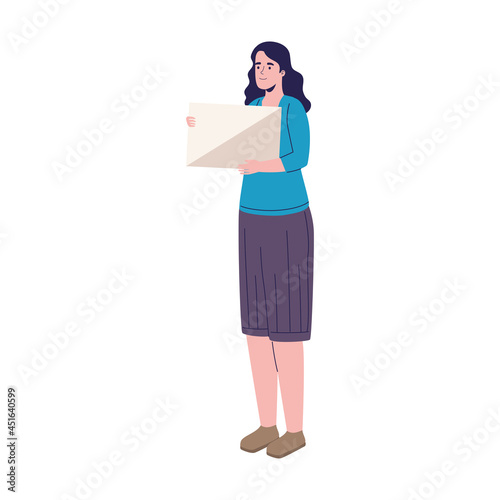 female activist with label