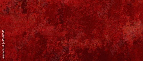 Elegant fancy rich red texture paper cracked and scratched wall  or antique metal grunge in luxury backdrop template, autumn or Christmas background	