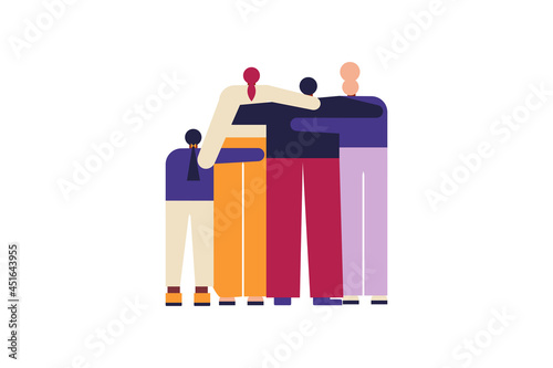 Modern family. Illustration of four people. Mother, father and children. Colorful vector illustration on white background. 