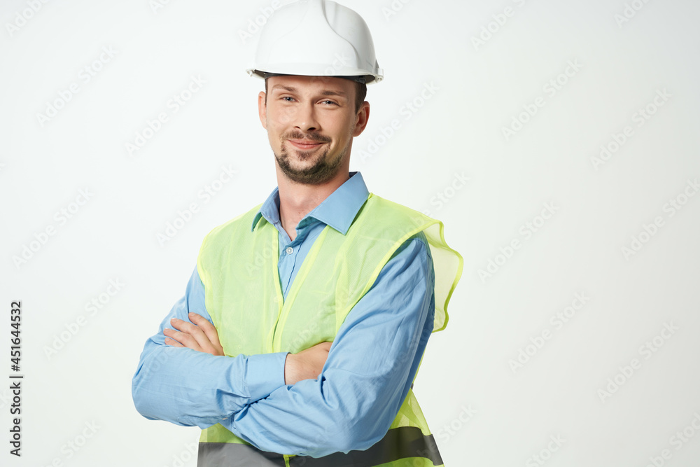 Male builder Professional working uniform light background Male builder Professional working uniform light background