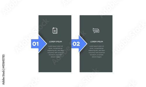 Infographic. Vector Infographic design template with icons and 2 numbers options or steps. Can be used for process diagram, presentations, workflow layout, banner, flow chart, info graph.