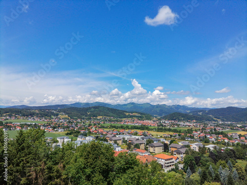 View of the town of Judendorf Strassengel from the pilgrimage Church Maria Strassengel hill, near Graz, Styria region, Austria photo