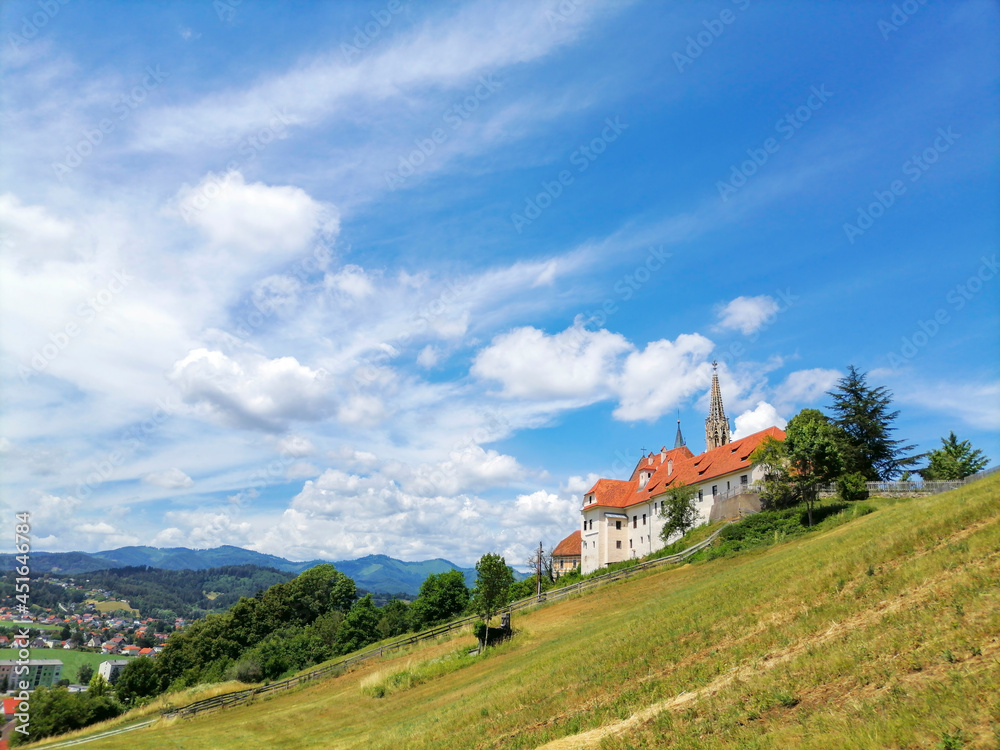 The pilgrimage Church Maria Strassengel, a 14th century Gothic church in the town of Judendorf Strassengel near Graz, Styria region, Austria The pilgrimage Church Maria Strassengel, a 14th century Gothic church in the town of Judendorf Strassengel near Graz, Styria region, Austria