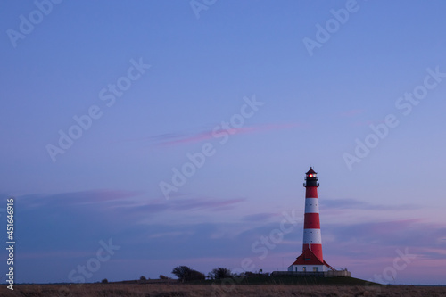 Westerhever lighthouse, salt marshes, North Sea