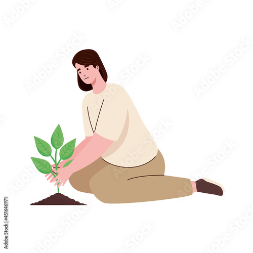woman planting character