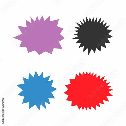 Set of isolated colored starbursts. Flat vector illustration.
