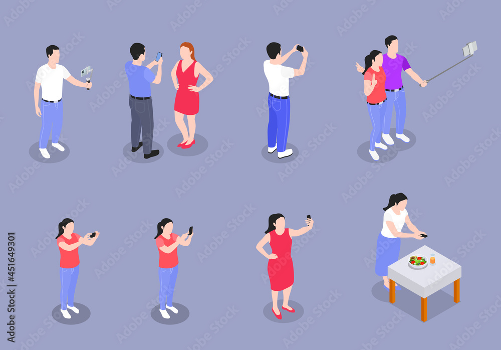 Fototapeta premium Mobile Photography Video Isometric Set