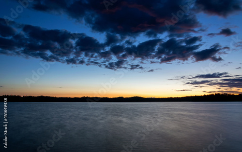 Midnight landscape on Swedish lake