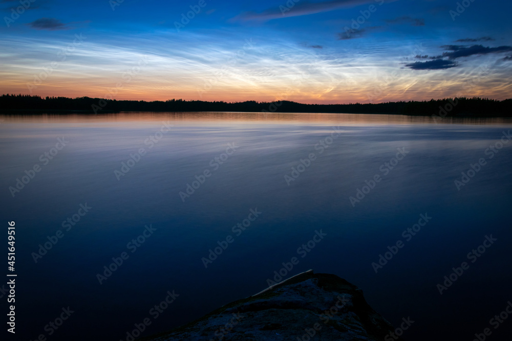 Swedish lake scenery under midnight