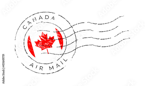canada postage mark. National Flag Postage Stamp isolated on white background vector illustration. Stamp with official country flag pattern and countries name