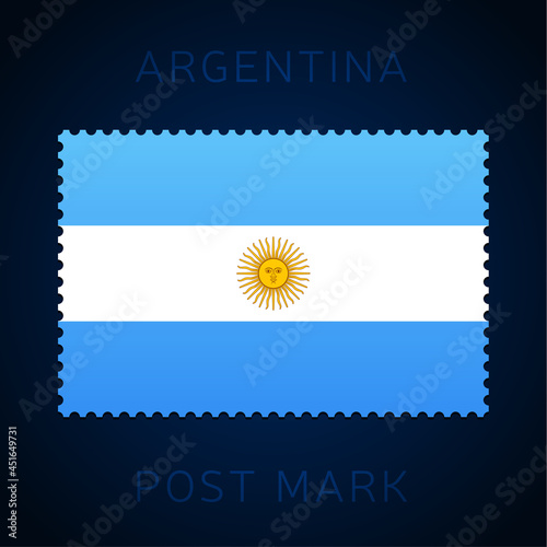 argentina postage mark. National Flag Postage Stamp isolated on white background vector illustration. Stamp with official country flag pattern and countries name