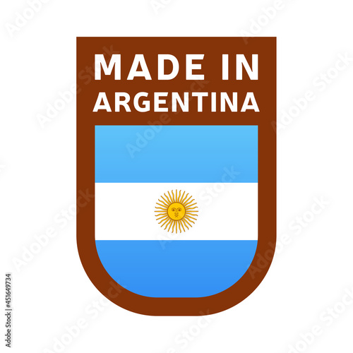 Made in argentina icon. national country flag Stamp sticker. Vector illustration Simple icon with flag
