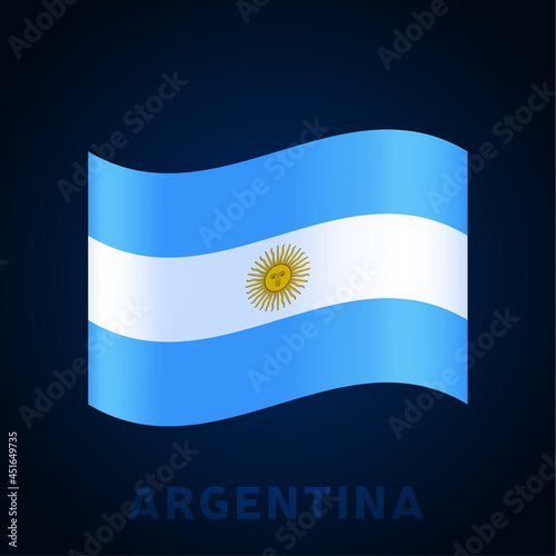 argentina wave vector flag. Waving national Official colors and proportion of flag. Vector illustration.