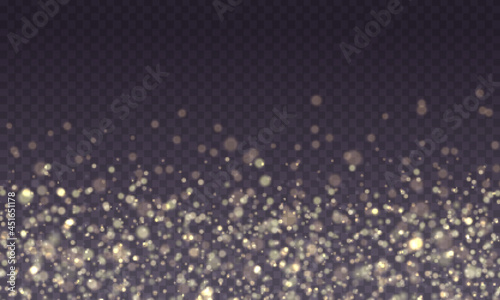 Glow golden spark glitter light, blurred bokeh.