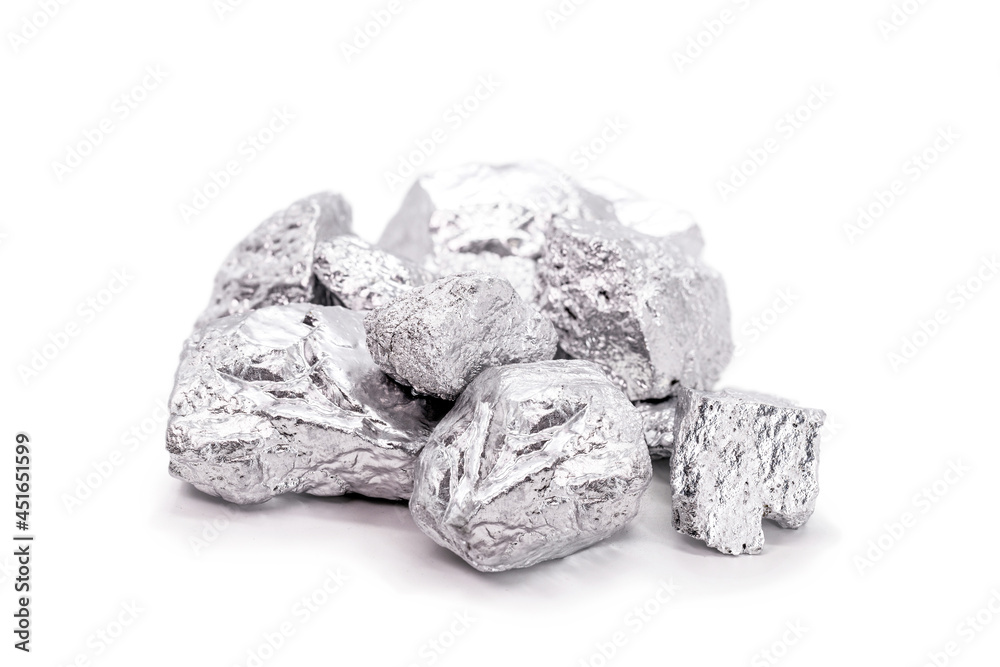 99.995% fine indium isolated on white background, metal and metallic alloy 99.995% fine indium isolated on white background, metal and metallic alloy