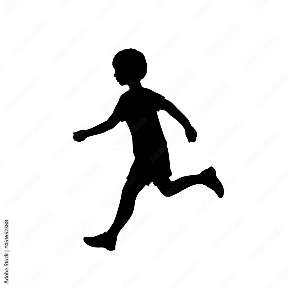 Silhouette boy running. Sport symbol young athlete.