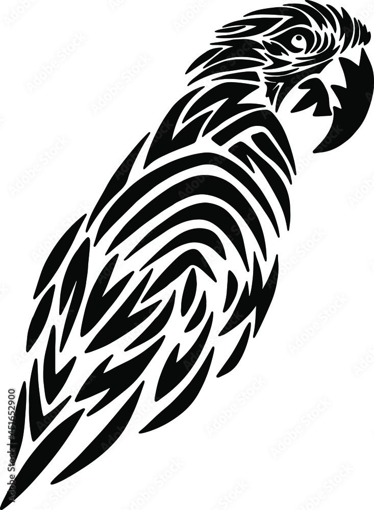 Obraz premium Parrot vector illustration. Bird silhouette for tattoo