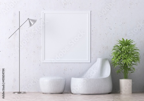 3D Mockup photo frame in Modern interior of living room