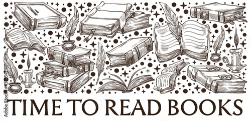 Time to read books, library or bookstore shop