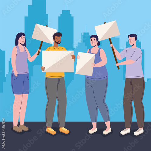 four activists protesting