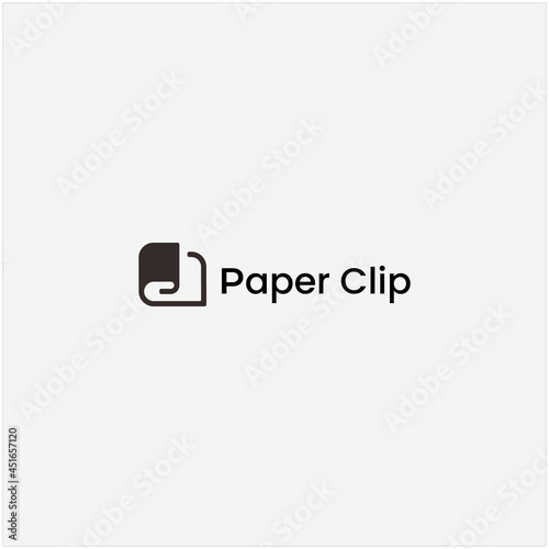 silhouette combination paper and clip paper logo design