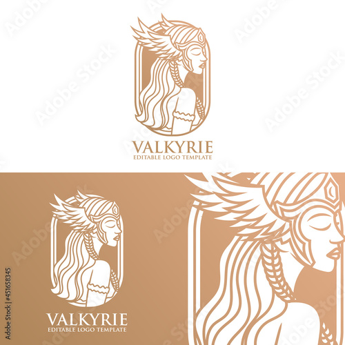 beautiful valkyrie vector logo template