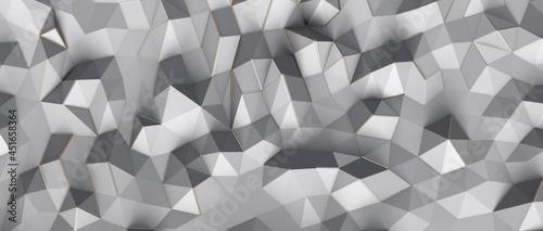 Abstract white and gray geometric polygon minimal subtle background