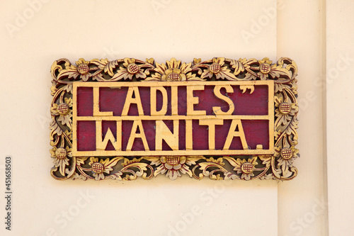 Ladies restroom sign in Ind...